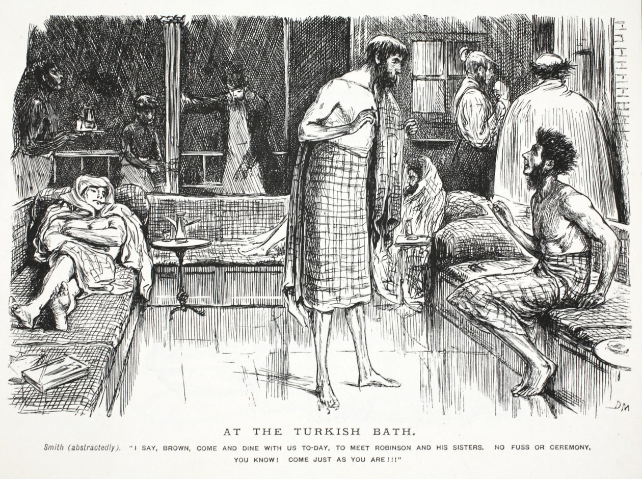 W łaźni tureckiej autorstwa John Leech