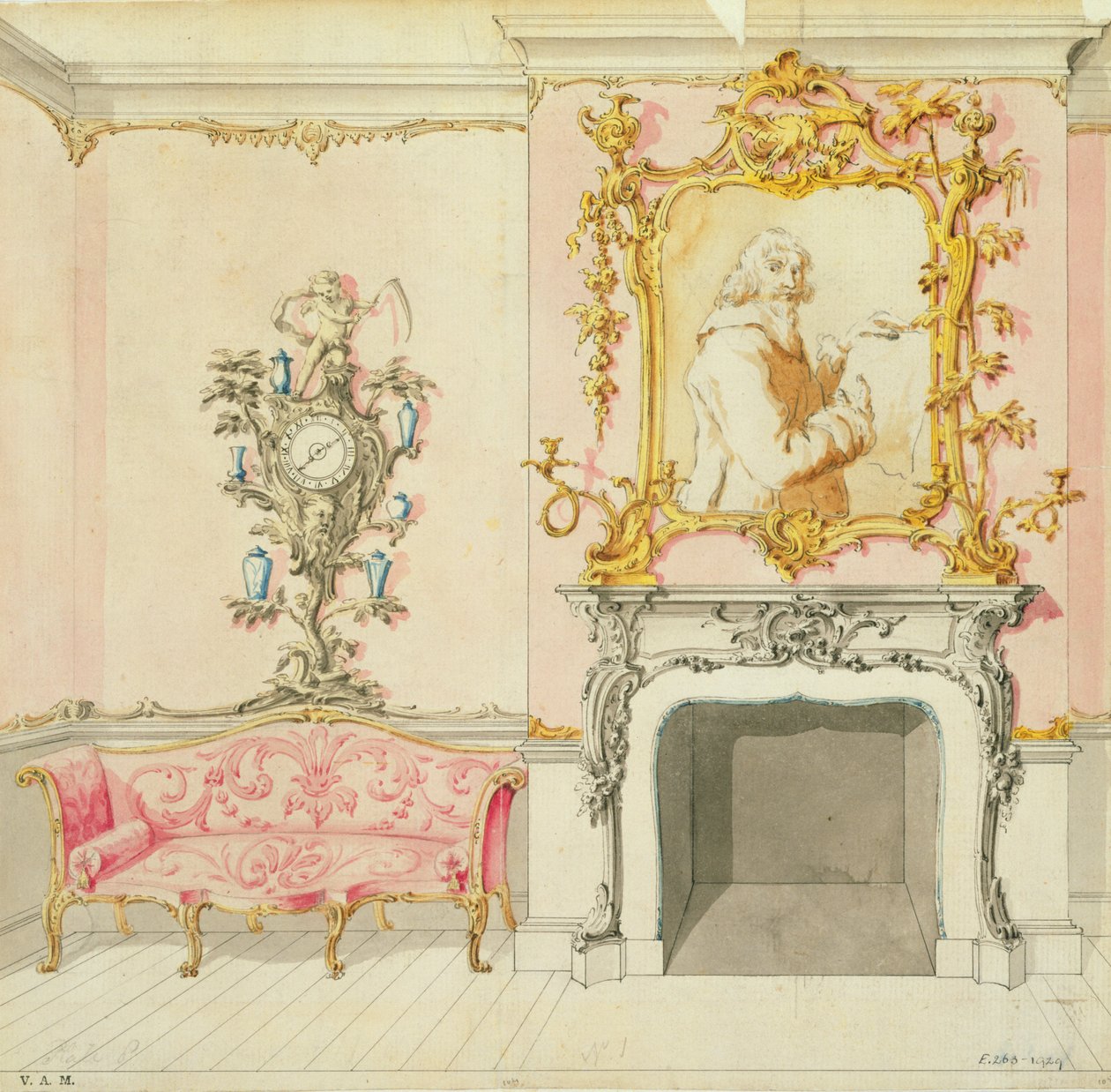 Propozycja wnętrza salonu, 1755-60 autorstwa John Linnell