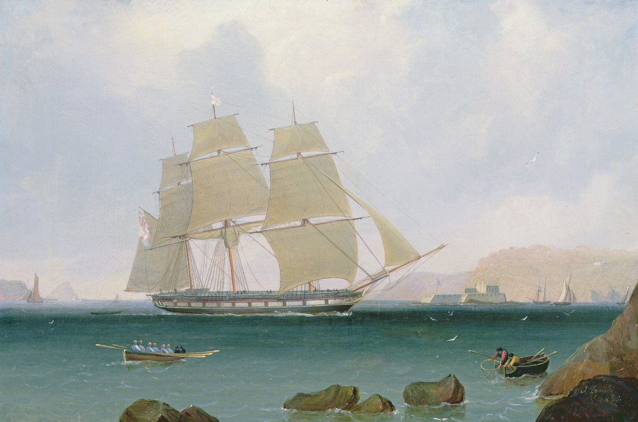 Sztywny slup Białej Eskadry u wybrzeży Plymouth, 1835 r. autorstwa John Lynn