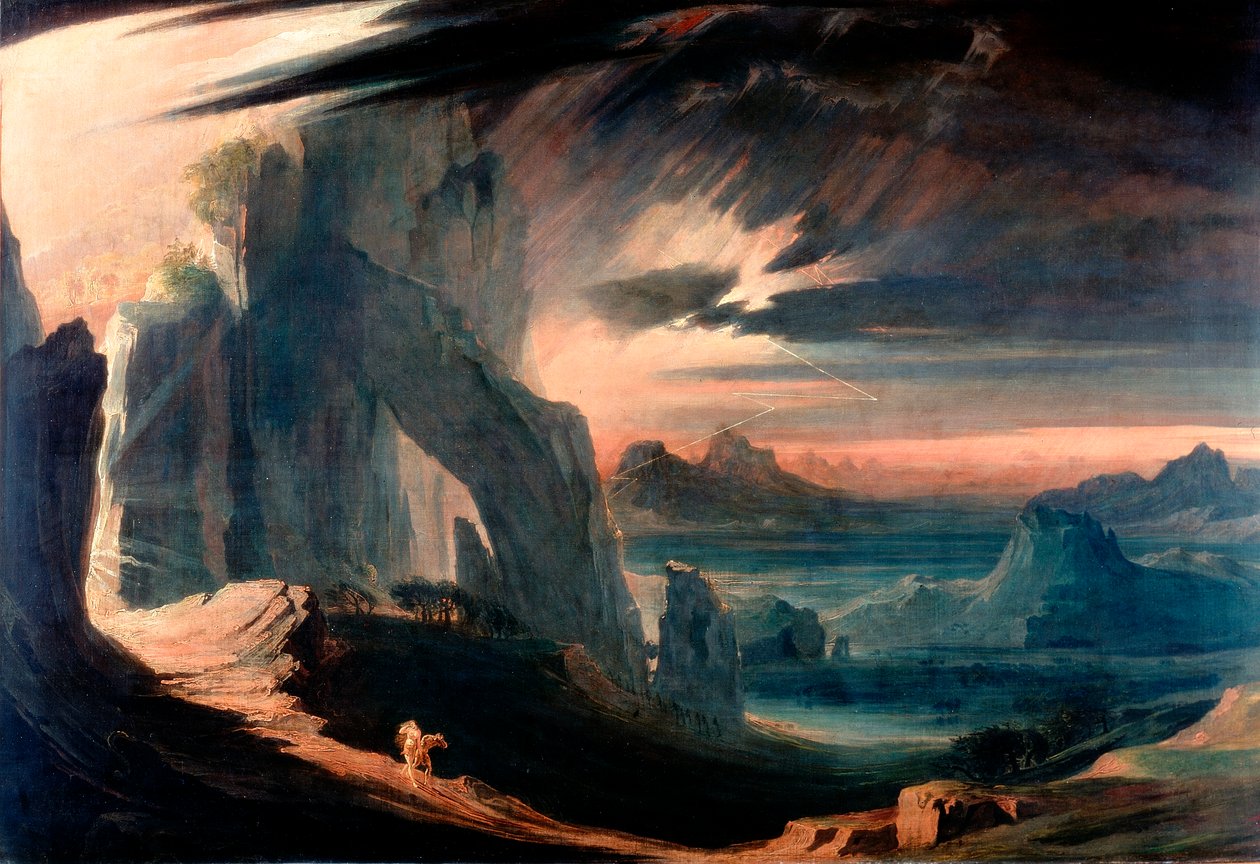 Wypędzenie Adama i Ewy z raju, 1823-27 autorstwa John Martin