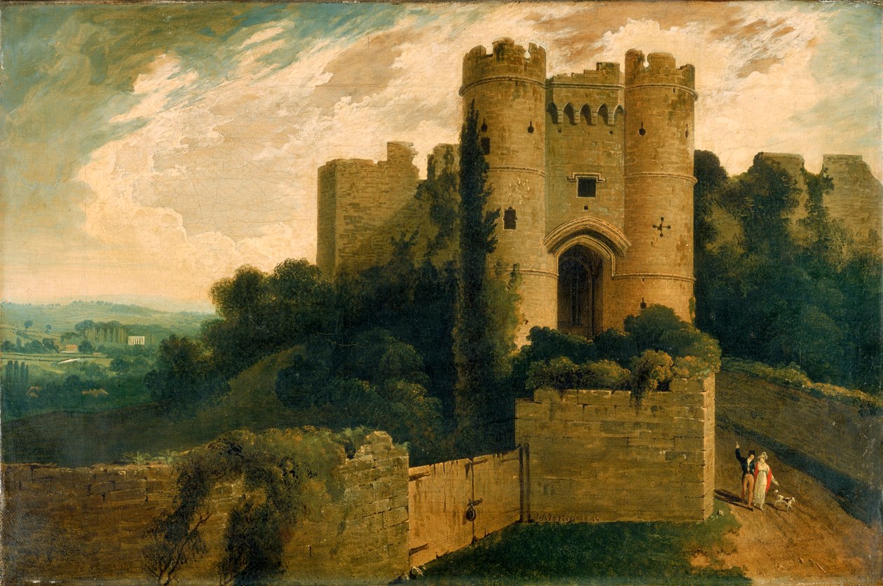 Widok wejścia do zamku Carisbrooke, Isle of Wight, 1815 autorstwa John Martin