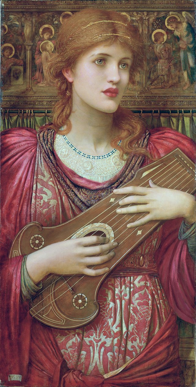 Muzyka słabo spadające, umierają daleko Thy drogie oczy sen, że miłość będzie żyć na zawsze, 1893 autorstwa John Melhuish Strudwick