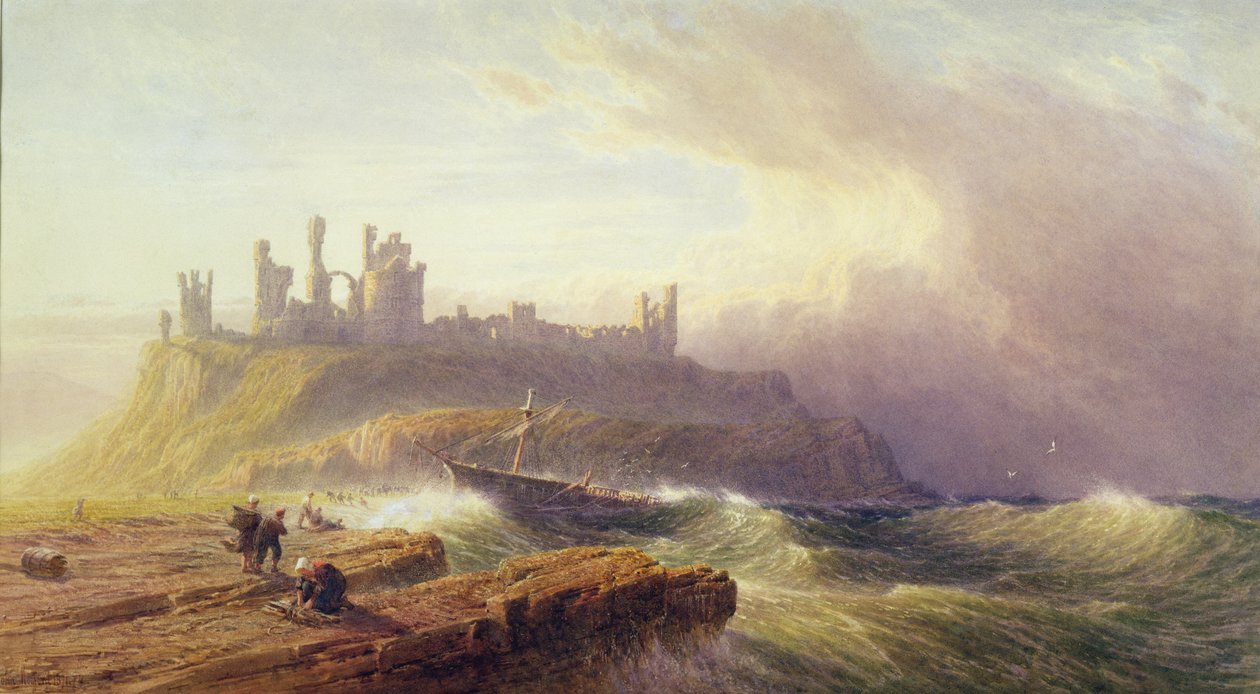 Zamek Dunstanburgh, Northumberland autorstwa John Mogford