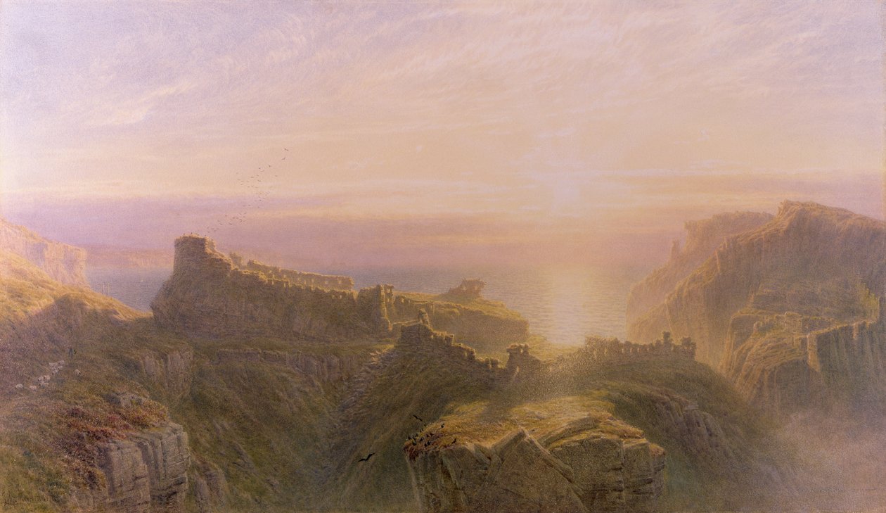 Zachód słońca w Tintagel, 1871 autorstwa John Mogford