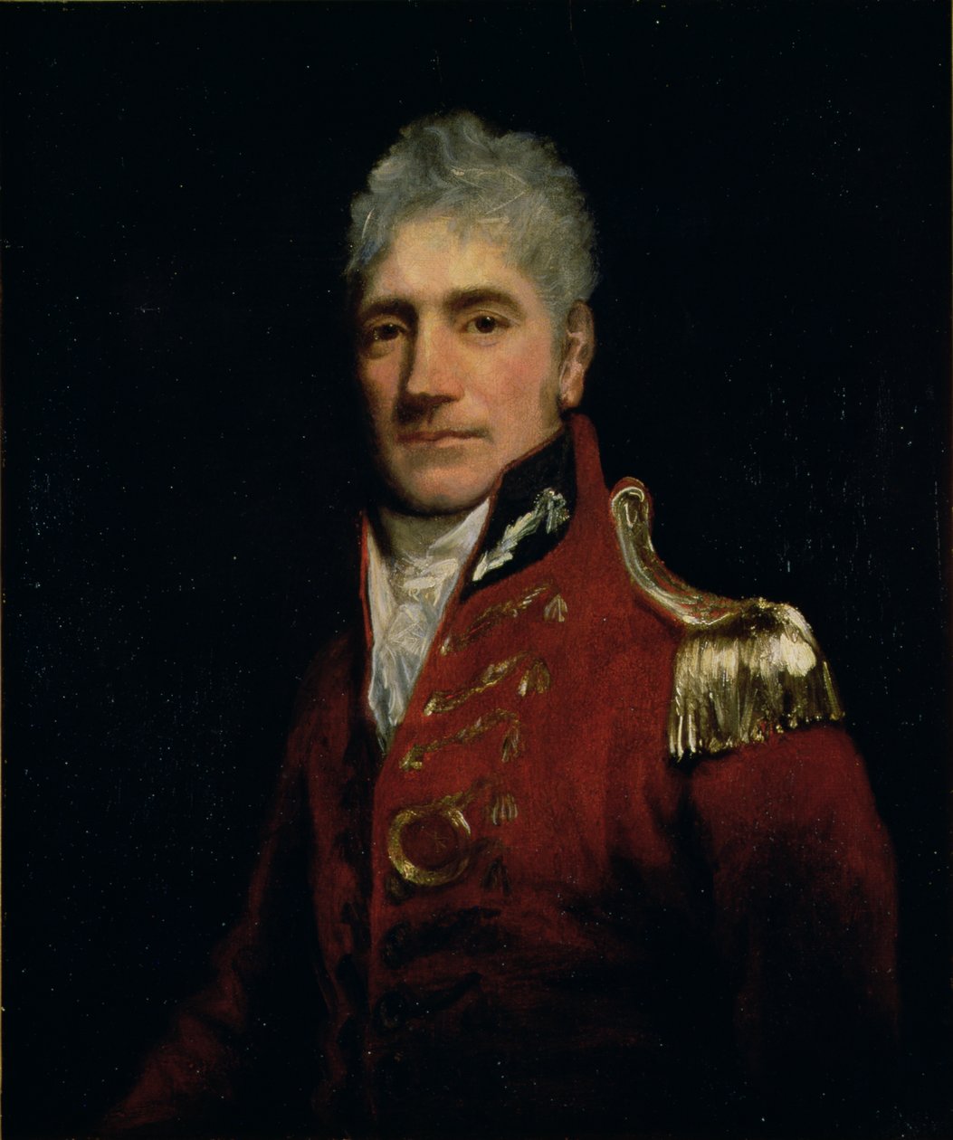 Prawdopodobnie portret generała dywizji Lachlana Macquarie (1761-1824), gubernatora Nowej Południowej Walii 1809-21, „Ojca Australii”, ok. 1805 autorstwa John Opie