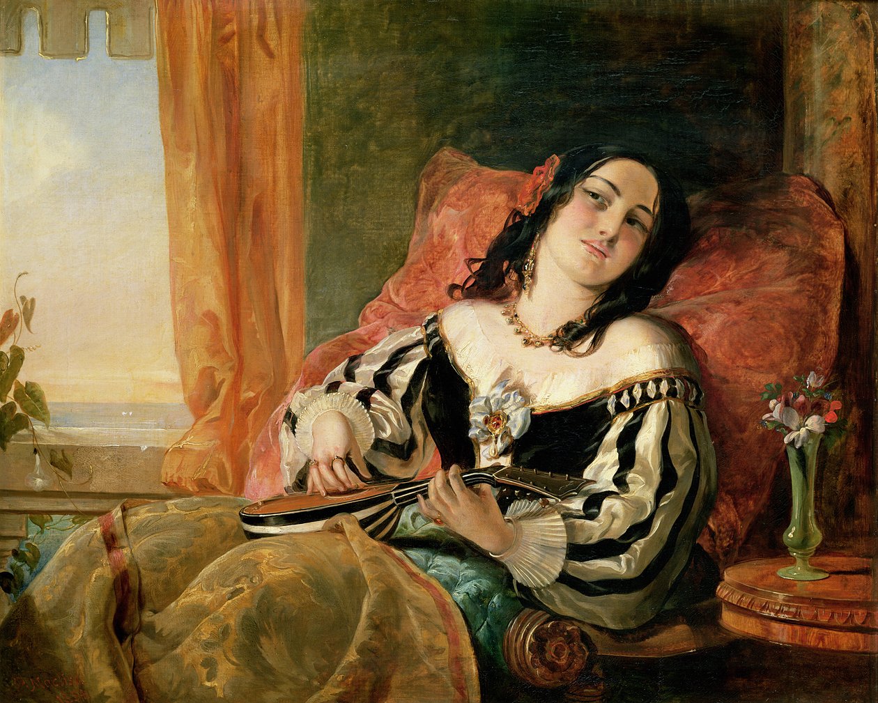 Pani grająca na mandolinie, 1854 autorstwa John Phillip