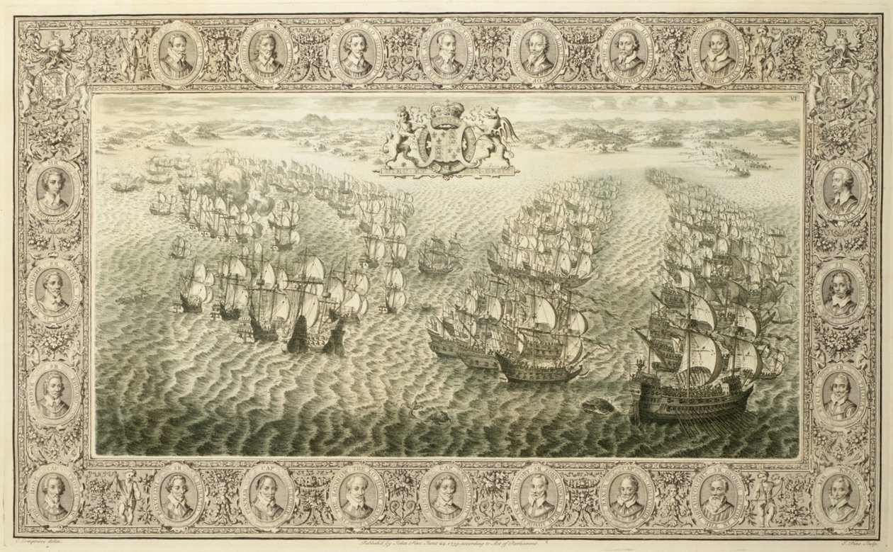 Armada (rycina z gobelinu), 1739 autorstwa John Pine