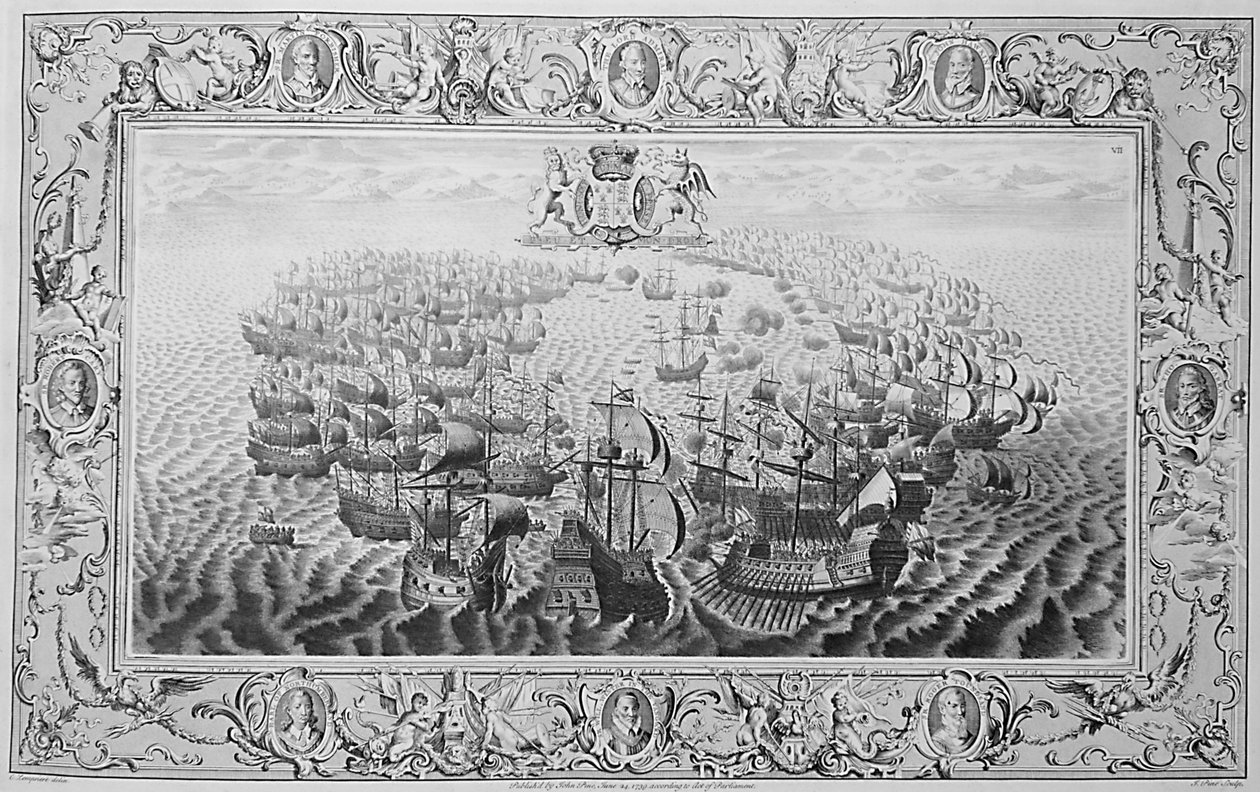 Armada (rycina z gobelinu), 1739 autorstwa John Pine