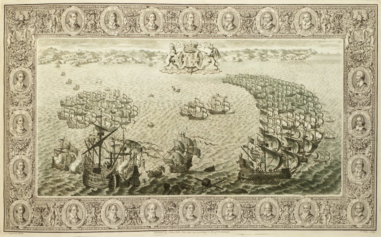 Armada (rycina z gobelinu), 1739 autorstwa John Pine