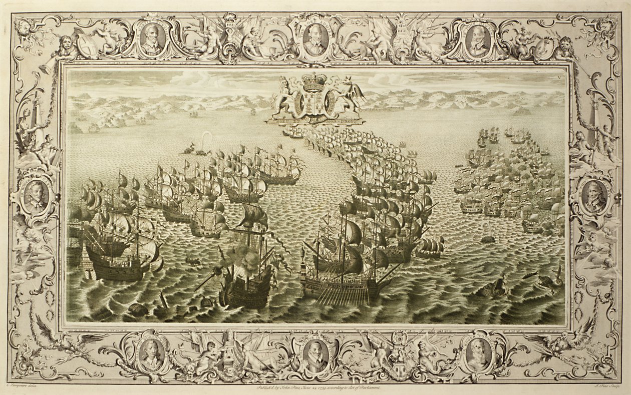Armada (rycina z gobelinu), 1739 autorstwa John Pine