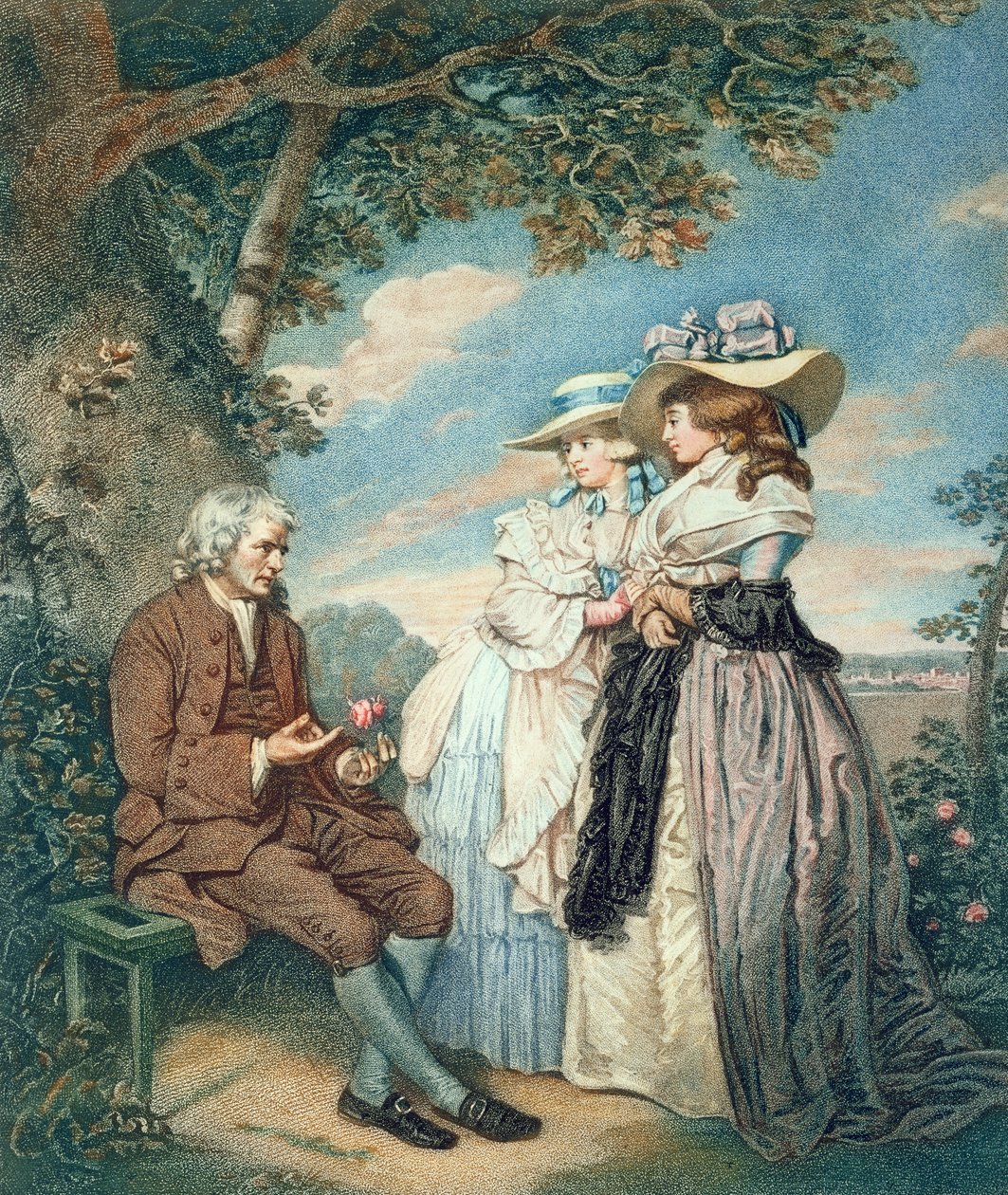 Moralista, 1787 (ręcznie kolorowane kropkowane grawerowanie) autorstwa John Raphael Smith