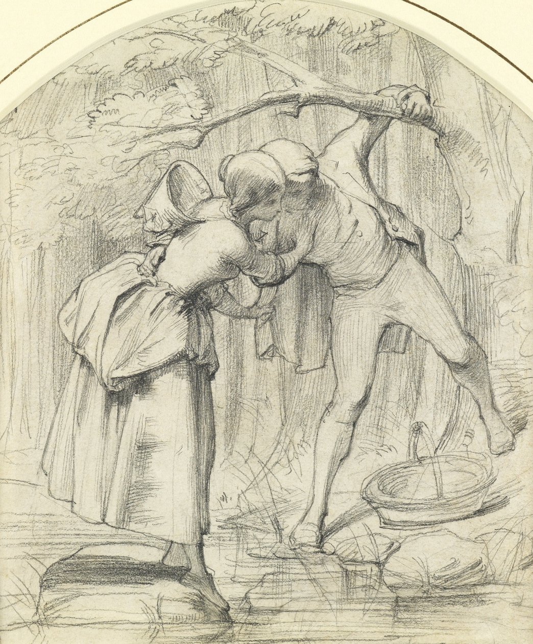 The Crossing, ok. 1860 ołówek na papierze autorstwa John Richard Clayton