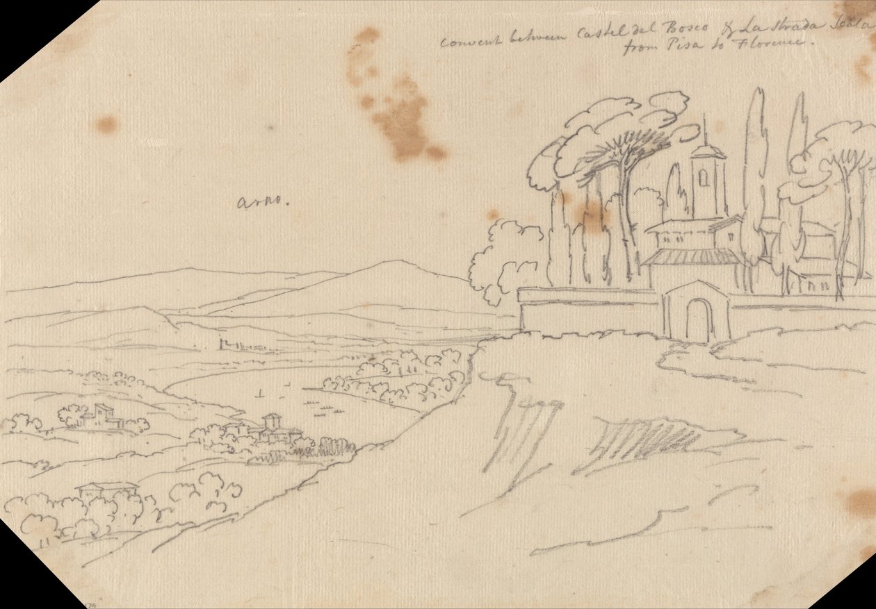 Klasztor między Castel del Bosco a La Strada Scala autorstwa John Robert Cozens