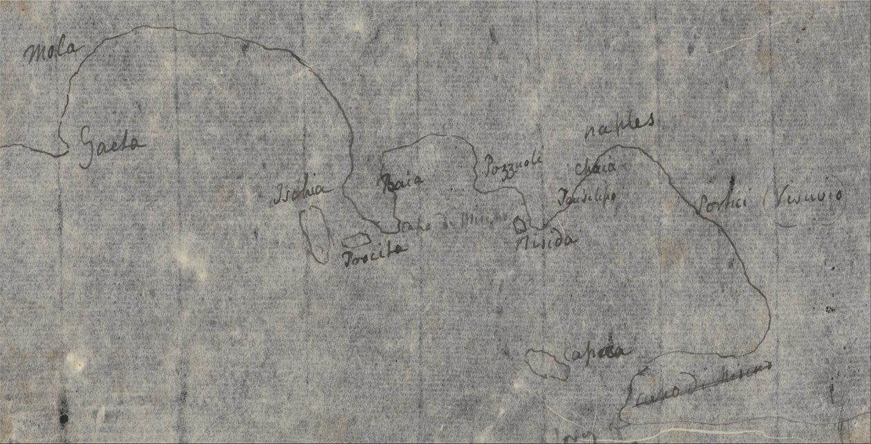 Mapa Zatoki Neapolitańskiej autorstwa John Robert Cozens