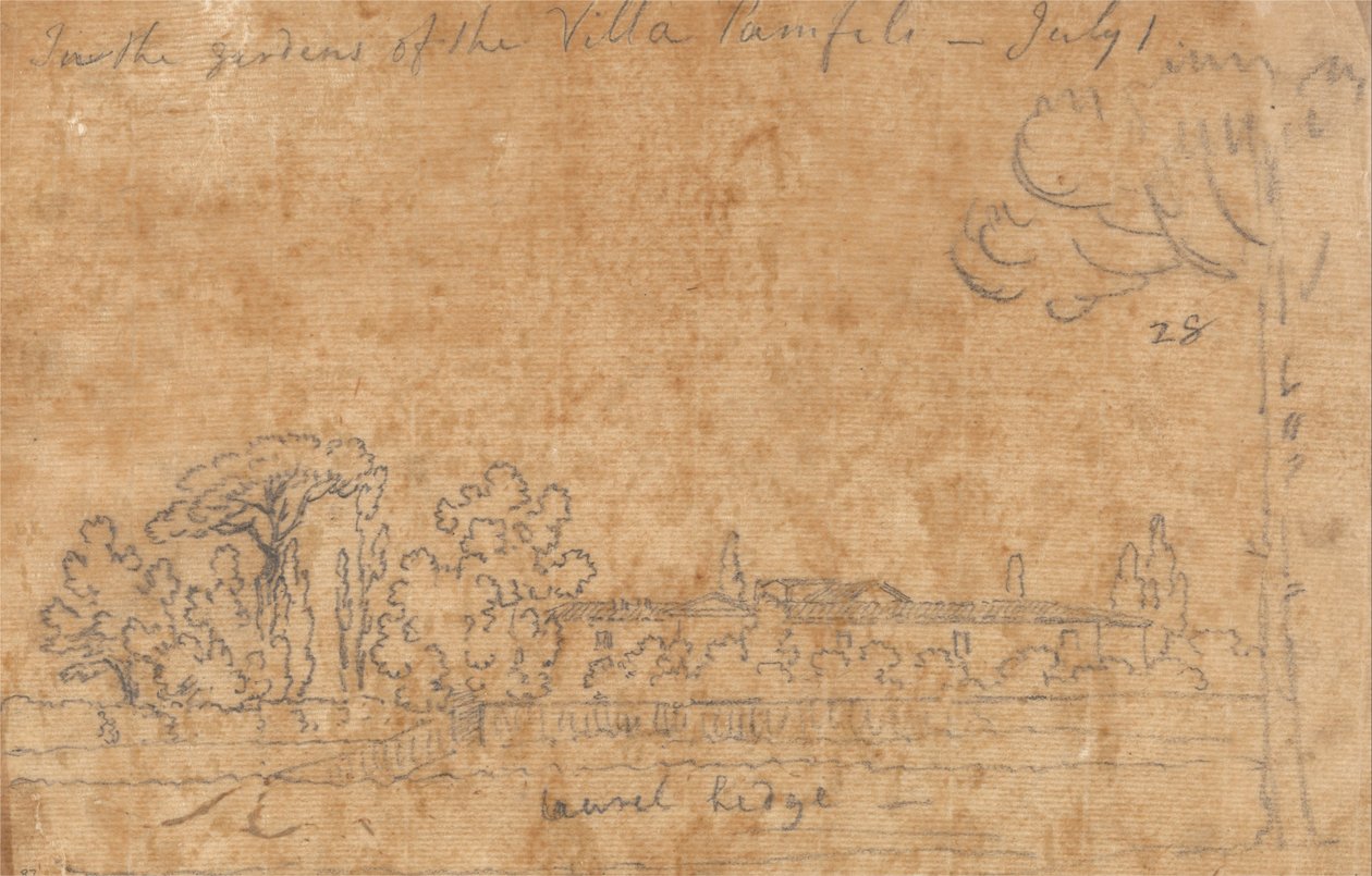 W Ogrodach Willi Pamphili, 1 lipca autorstwa John Robert Cozens
