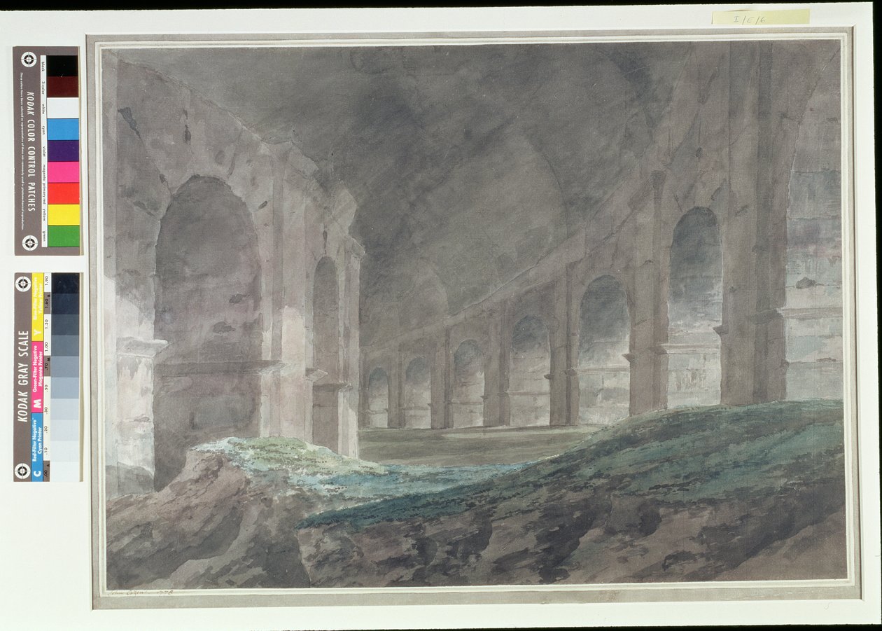 Wnętrze Dolnego Ambulatorium Koloseum, Rzym, 1778 autorstwa John Robert Cozens