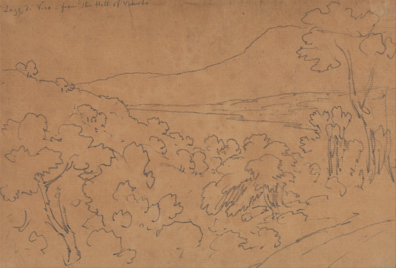 Lago di Vico ze wzgórza Viterbo autorstwa John Robert Cozens