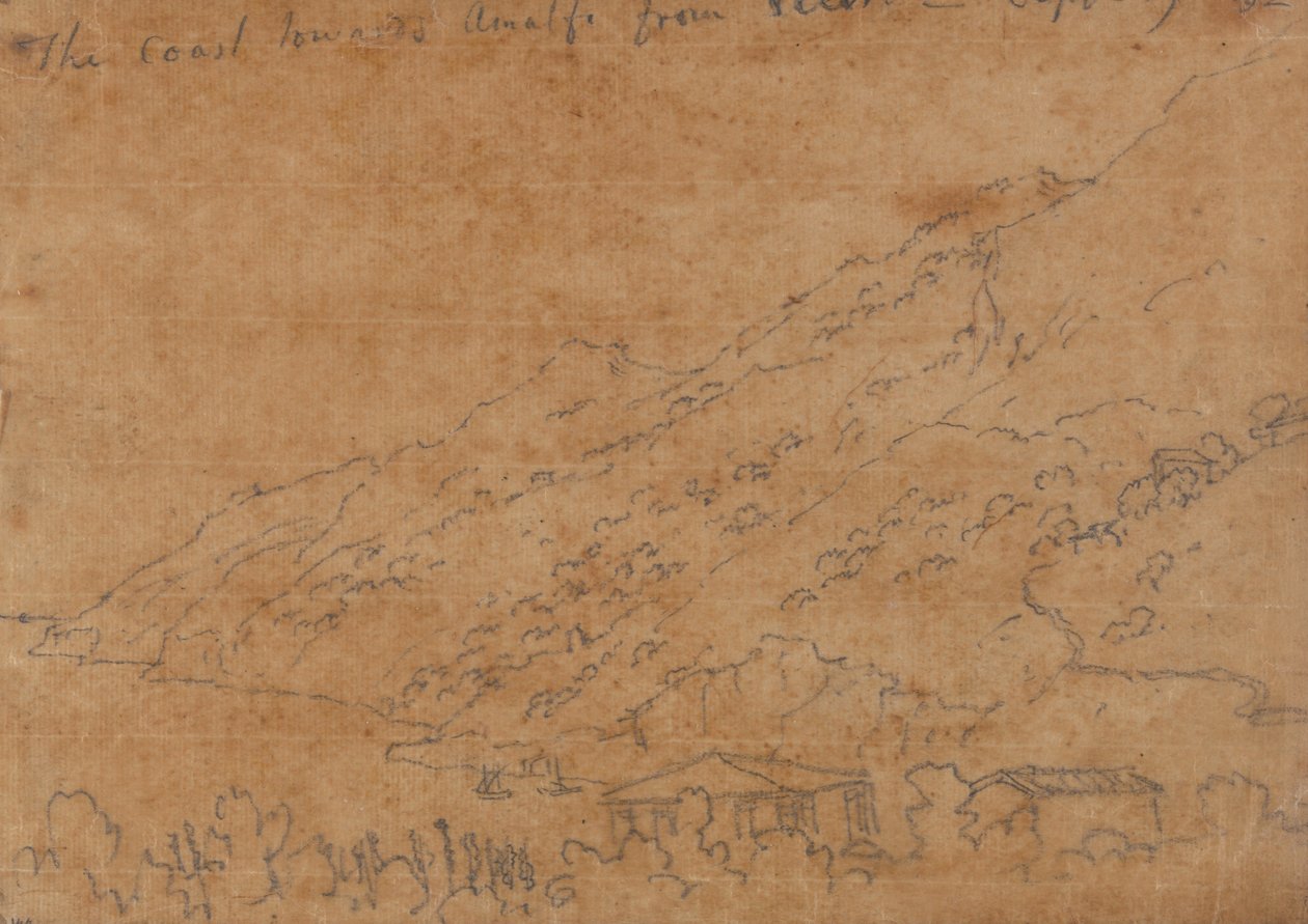 Wybrzeże w kierunku Amalfi z Vietri, 19 września autorstwa John Robert Cozens
