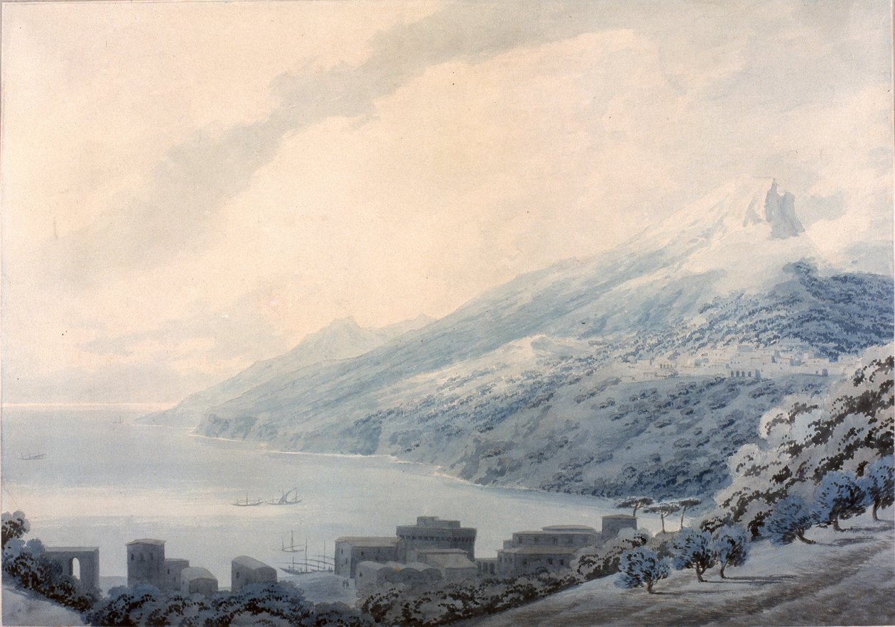 Zatoka Salerno - Raito z Vietri (ołówek i akwarela na papierze) autorstwa John Robert Cozens