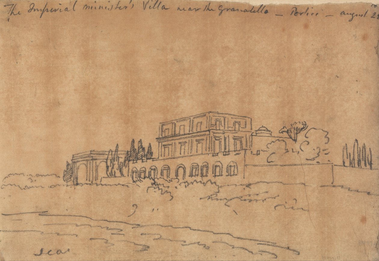 Willa Cesarskich Ministrów w pobliżu Granabello, Portici, 28 sierpnia autorstwa John Robert Cozens
