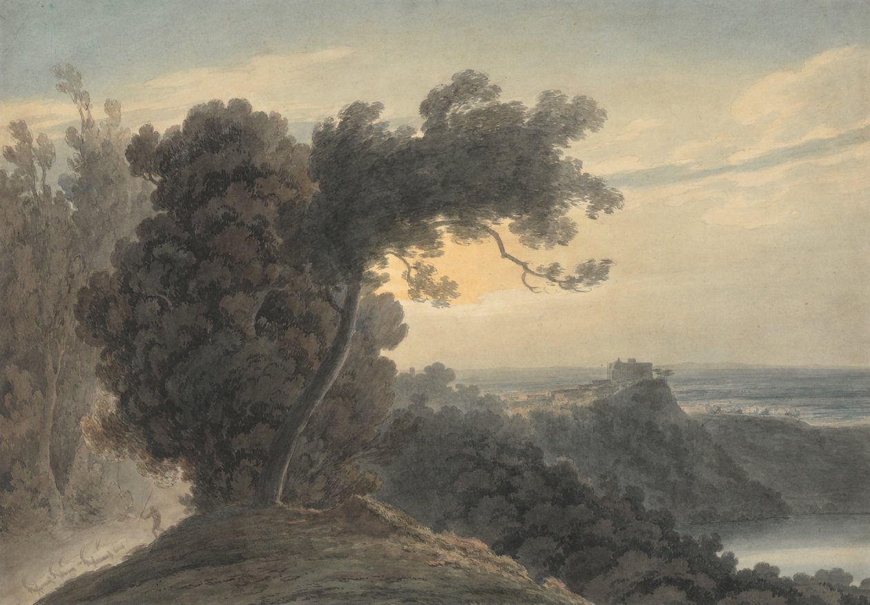 Jezioro Albano i Castel Gandolfo autorstwa John Robert Cozens