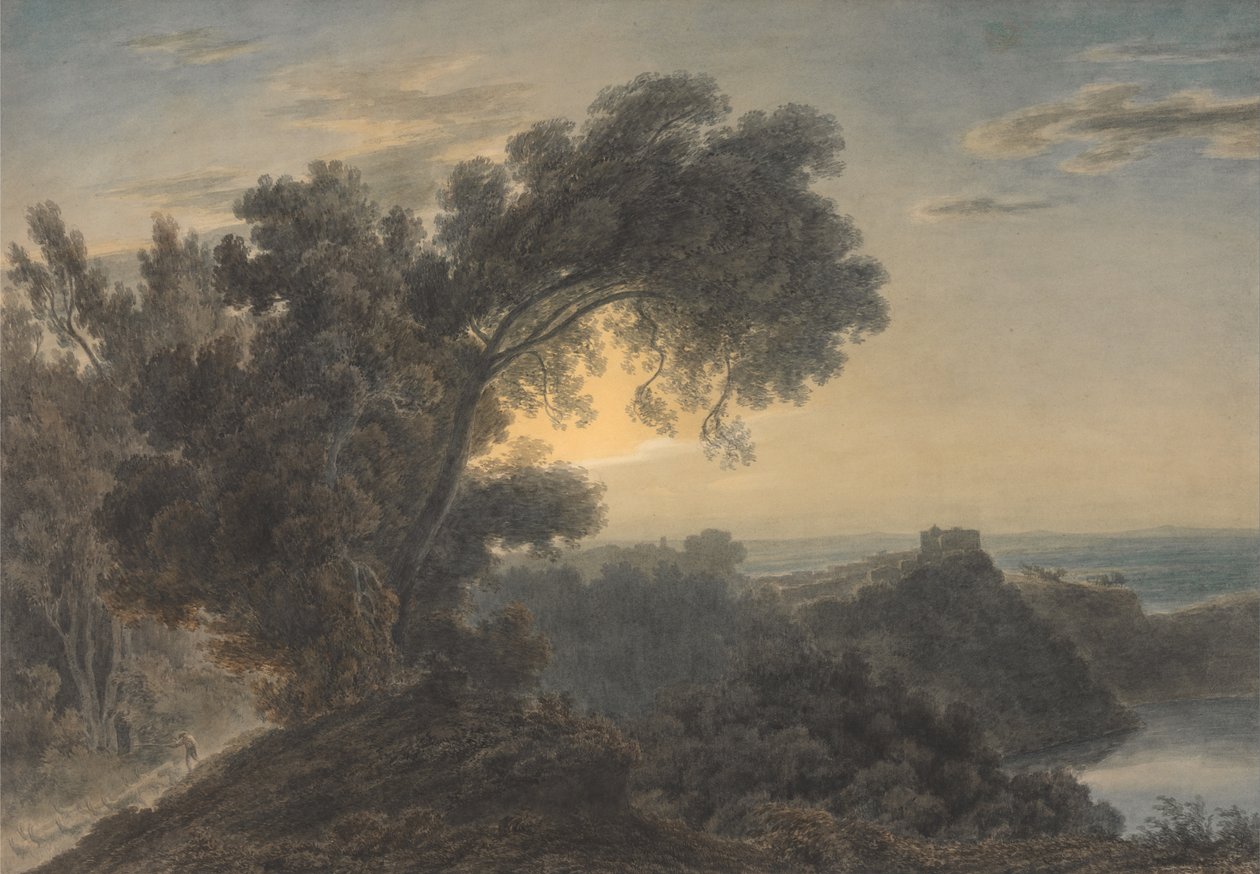 Jezioro Albano i Castel Gandolfo autorstwa John Robert Cozens