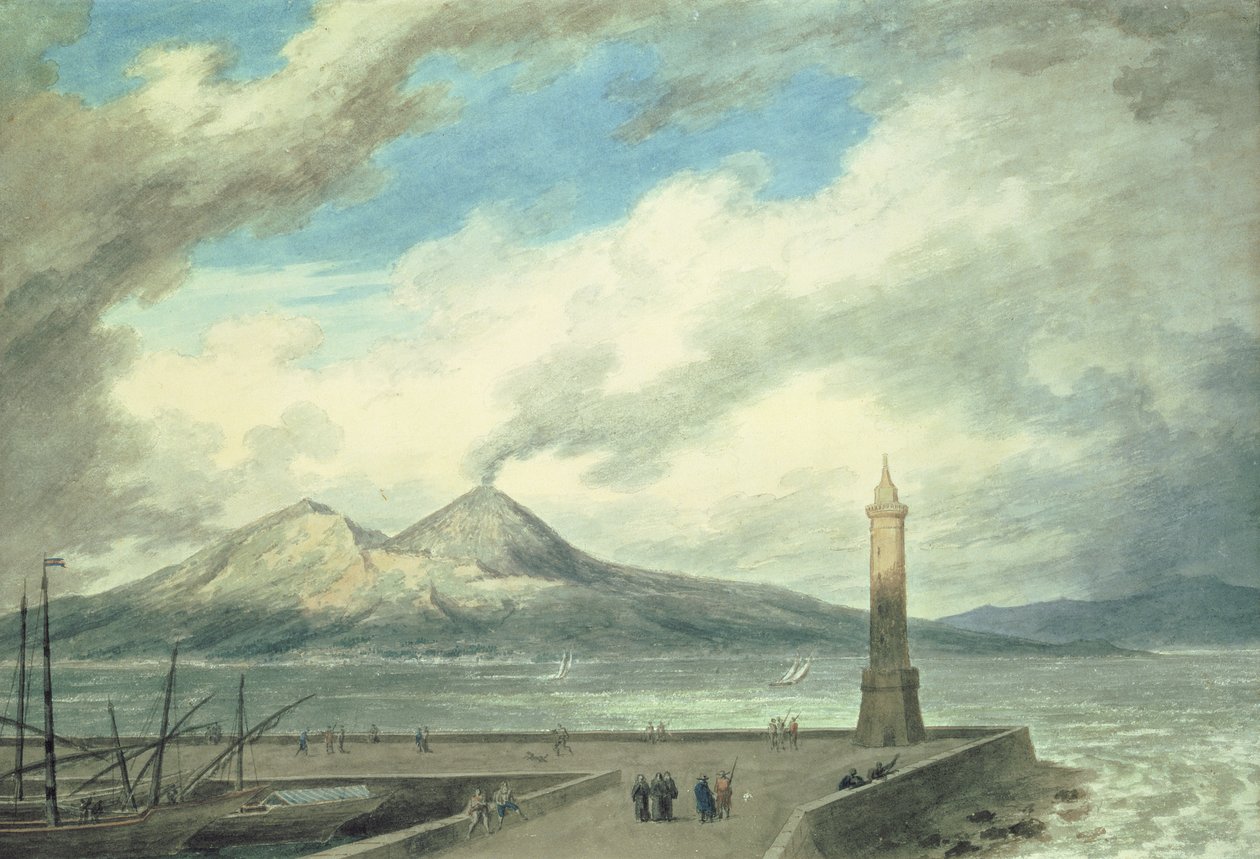 Wezuwiusz i Somma z Kreta w Neapolu, XVIII w. (akwarela na papierze) autorstwa John Robert Cozens
