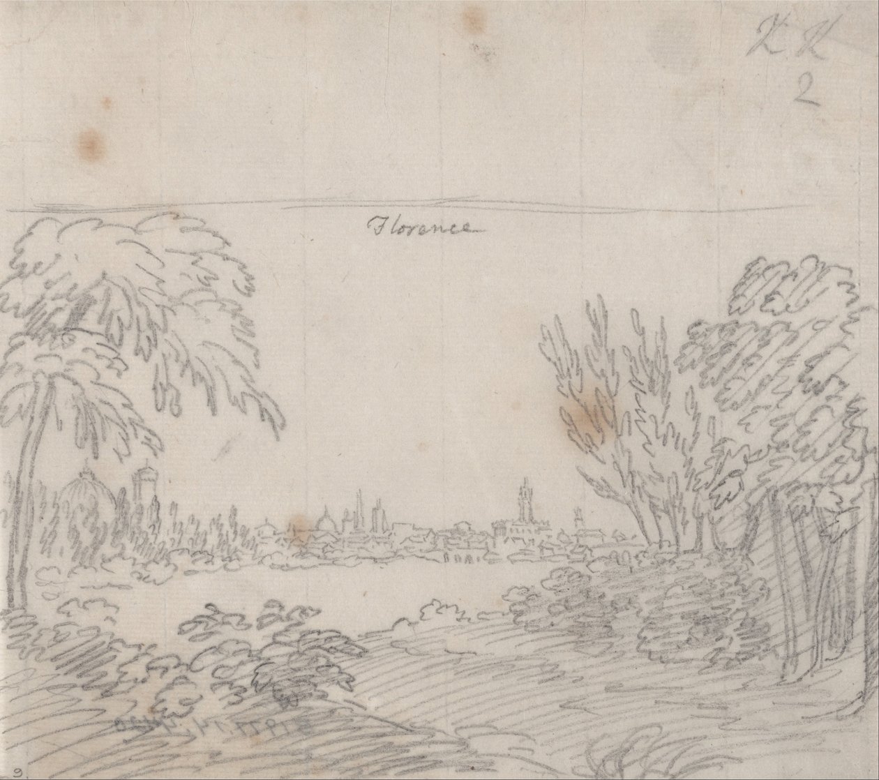 Widok na Florencję z południowego brzegu Arno autorstwa John Robert Cozens