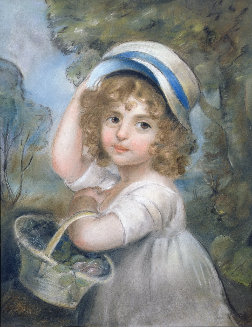 Dziewczynka z koszem kwiatów (pastel) autorstwa John Russell