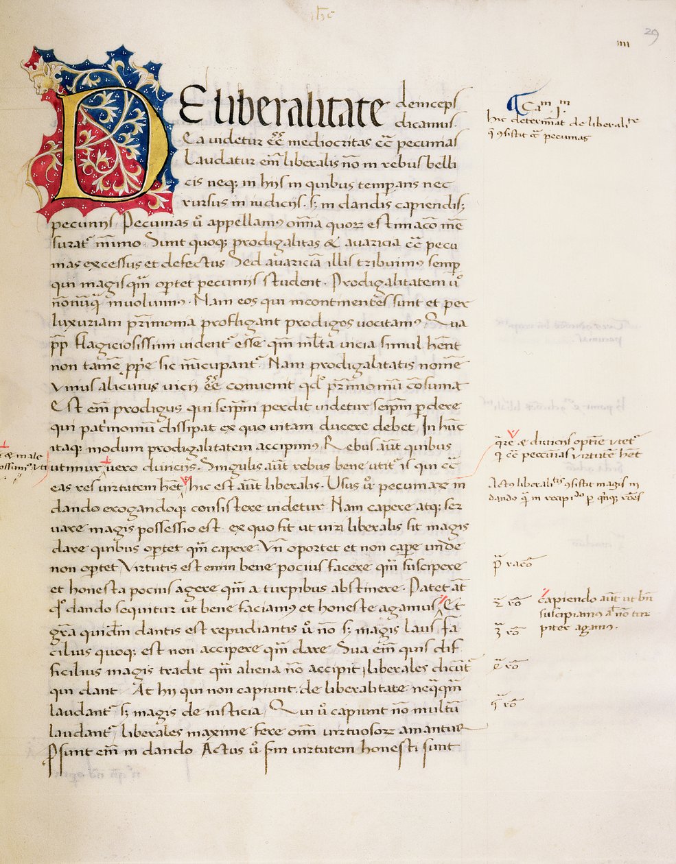 Ms.228, f.29r: Strona z „Etyki i polityki nikomachejskiej” Arystotelesa, 1452 autorstwa John Russell