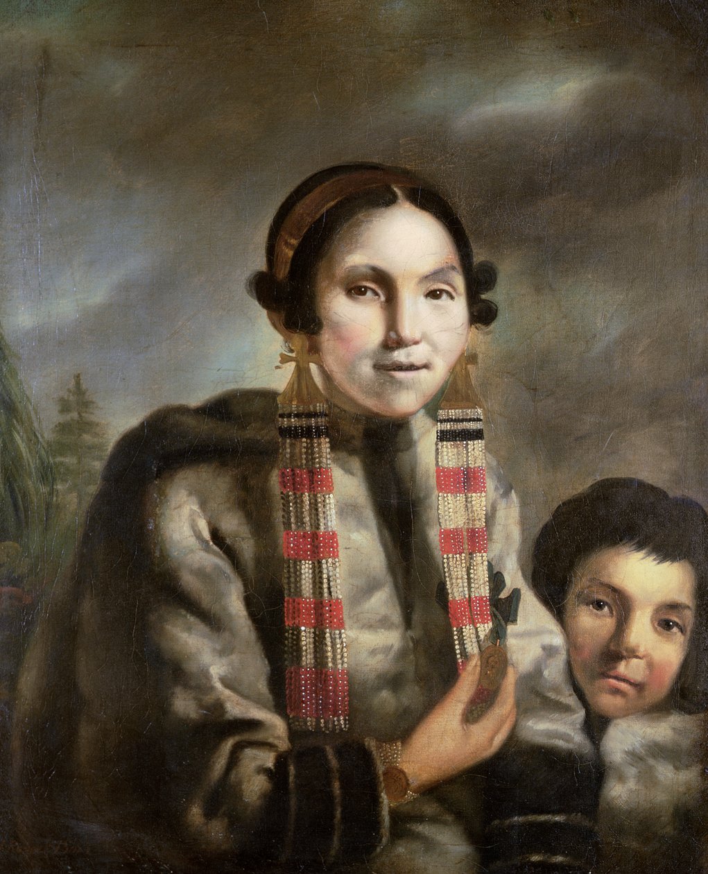 Portret Micoc i jej syna Tootaca, ok. 1769 r. autorstwa John Russell