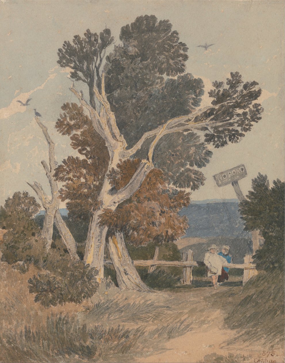 Grupa drzew przy ogrodzeniu autorstwa John Sell Cotman
