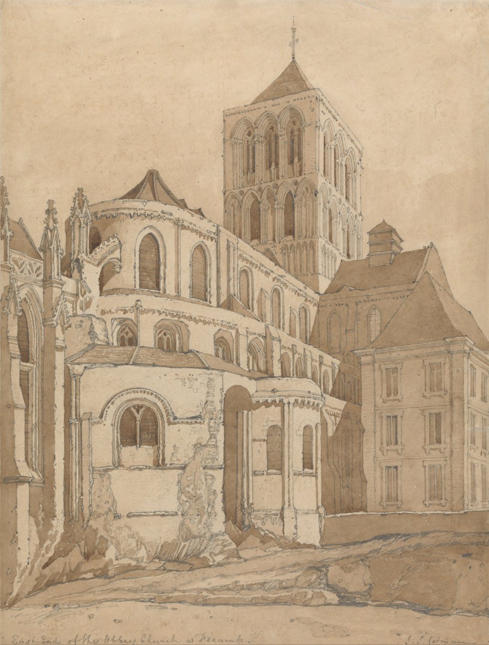 Kościół opactwa w Fecamp, Normandia autorstwa John Sell Cotman