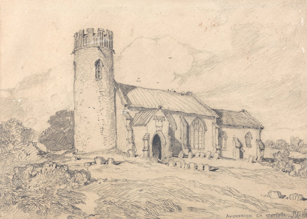 Kościół Aylmerton; Norfolk, z południowego zachodu autorstwa John Sell Cotman