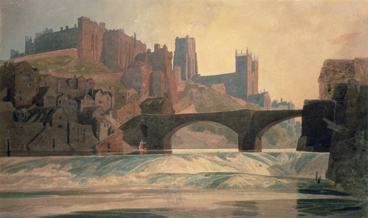 Zamek i katedra w Durham, ok. 1809-10 autorstwa John Sell Cotman