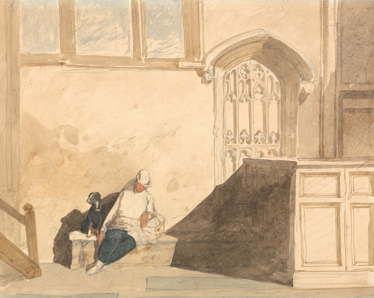 Chłopiec na posyłki śpiący w kościele autorstwa John Sell Cotman