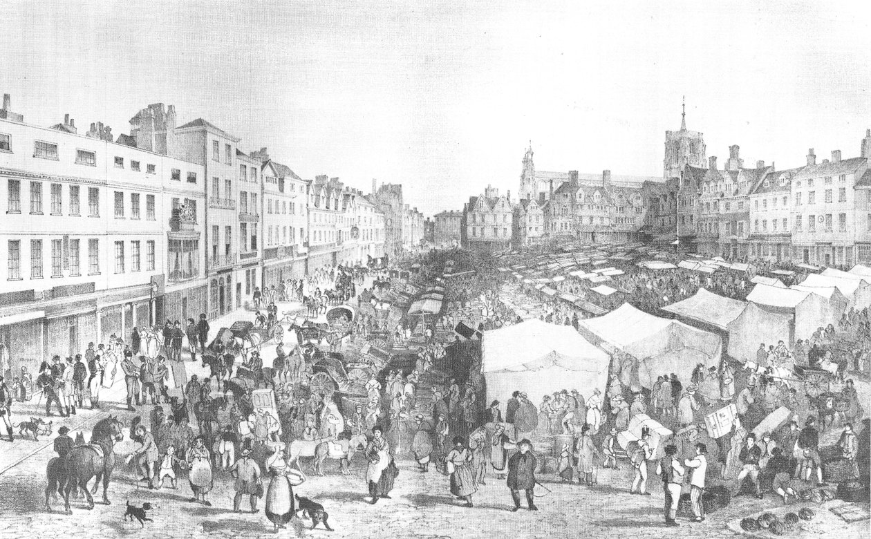 Norwich Market Place, John Sell Cotman, litograf H. Ninham autorstwa John Sell Cotman