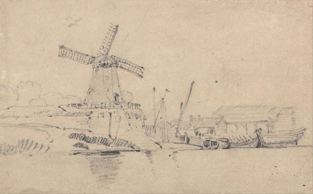 Rzeka i wiatrak autorstwa John Sell Cotman