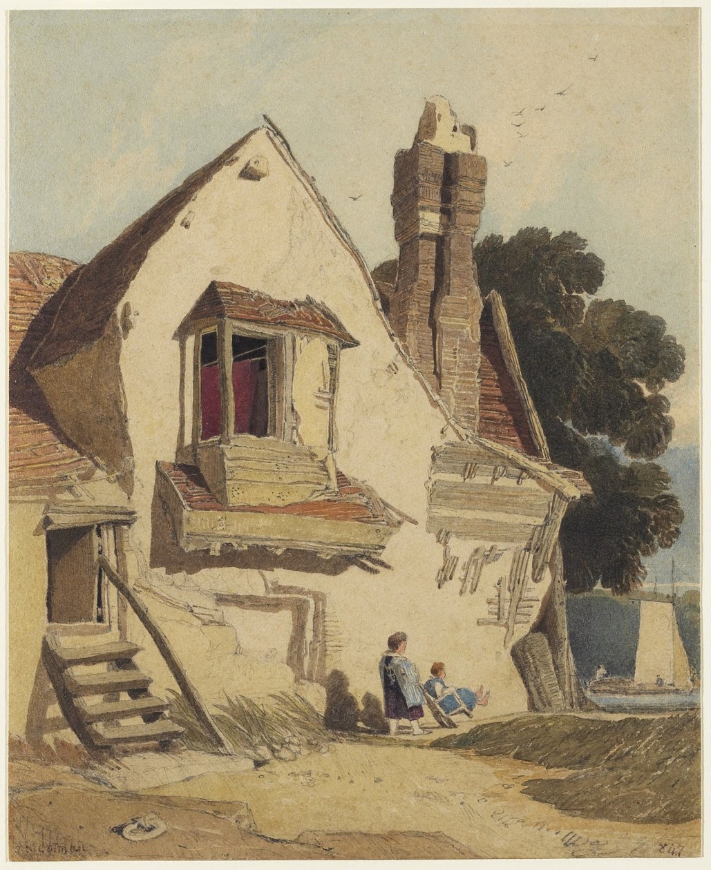 Растик зуслангийн байшин, 1810 он (нэхмэл цаасан дээр бал чулуугаар хийсэн wc)поли autorstwa John Sell Cotman