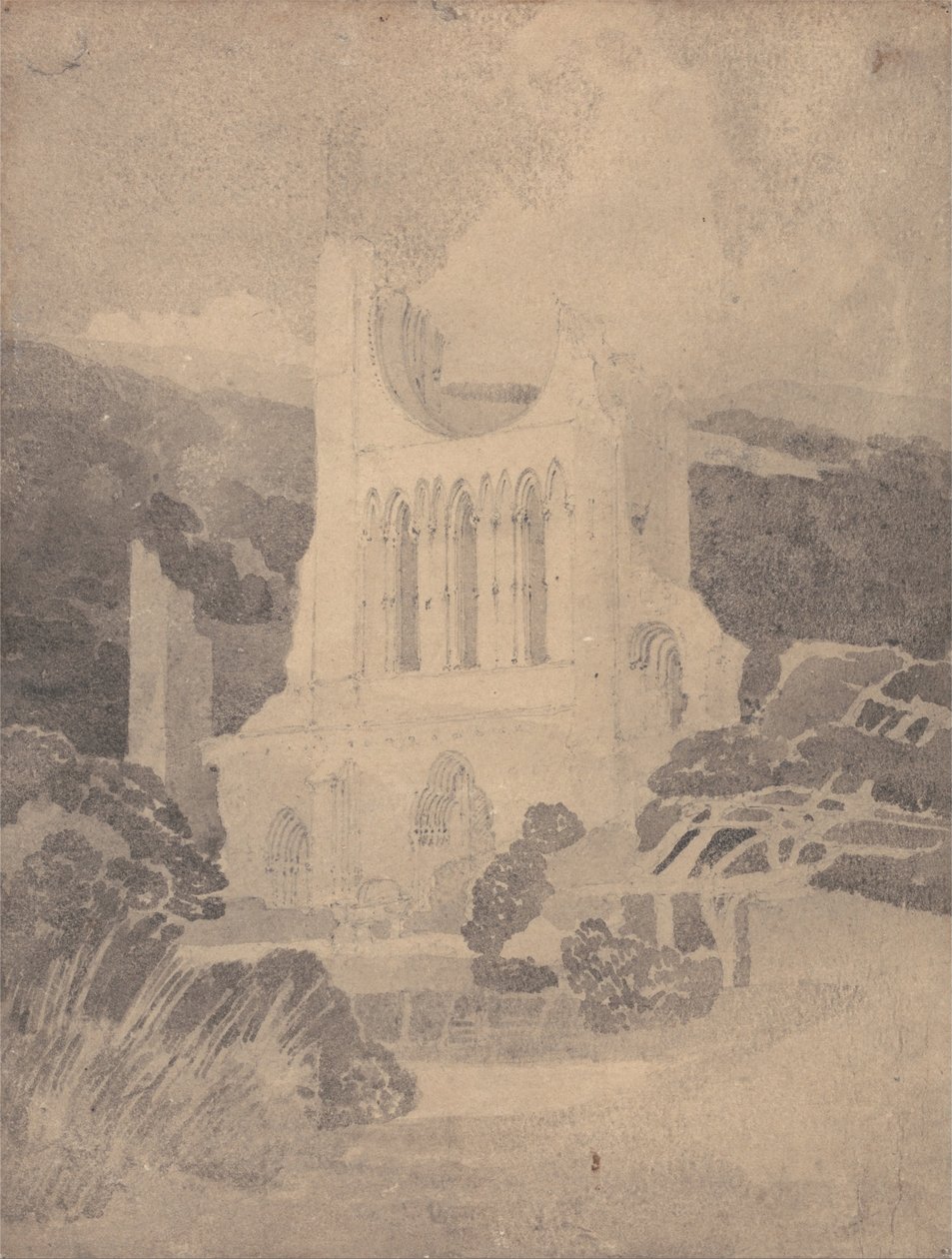 Zachodni front opactwa Byland, Yorkshire autorstwa John Sell Cotman