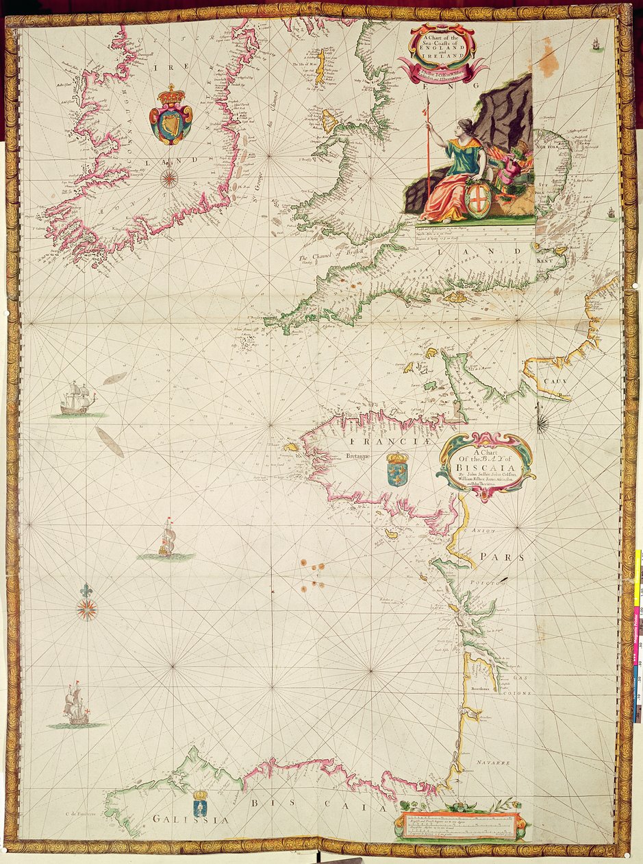 Ms 1288 Mapa Wybrzeży Morskich Anglii i Irlandii oraz Zatoki Biskajskiej autorstwa John Seller