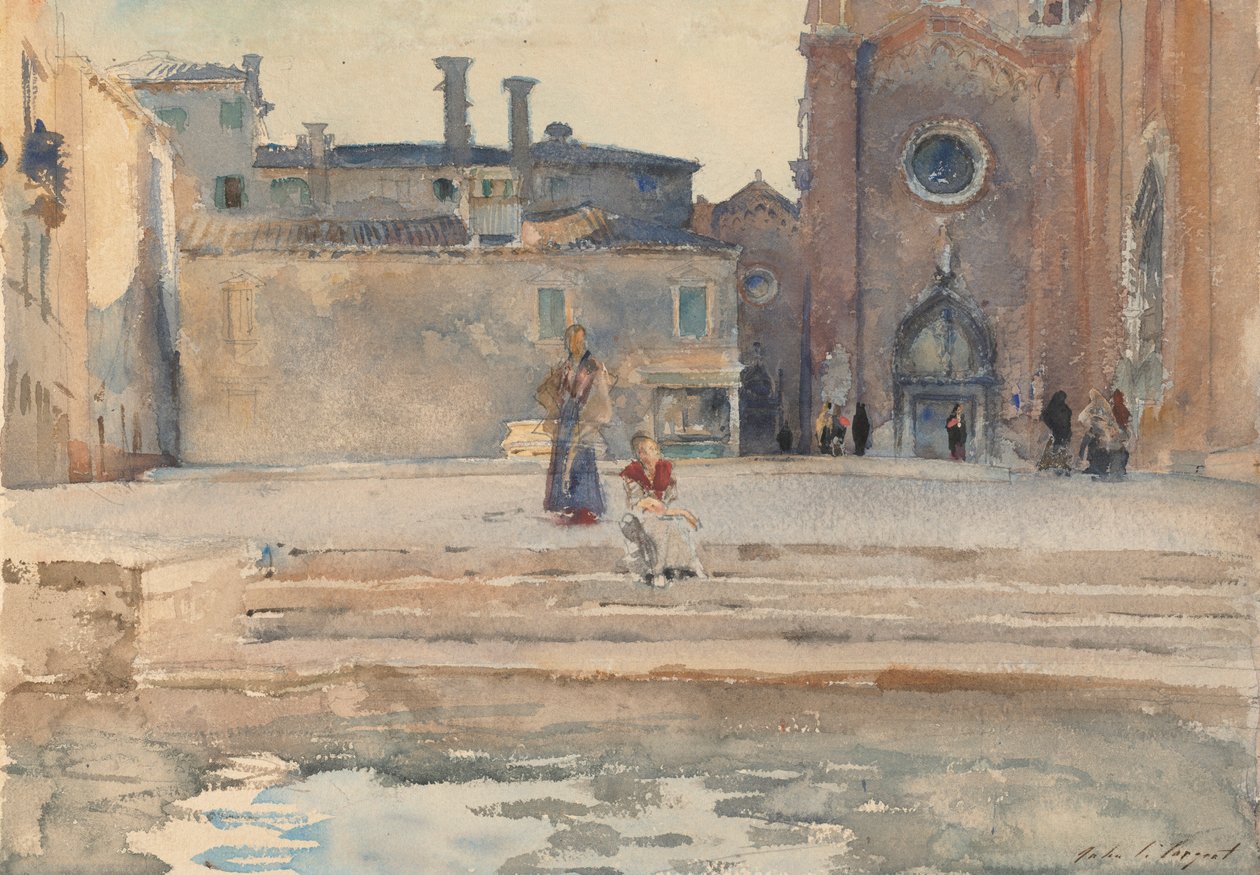 Campo dei Frari, Wenecja, 1880-82 (wc na ołówku z gwaszem na papierze) autorstwa John Singer Sargent
