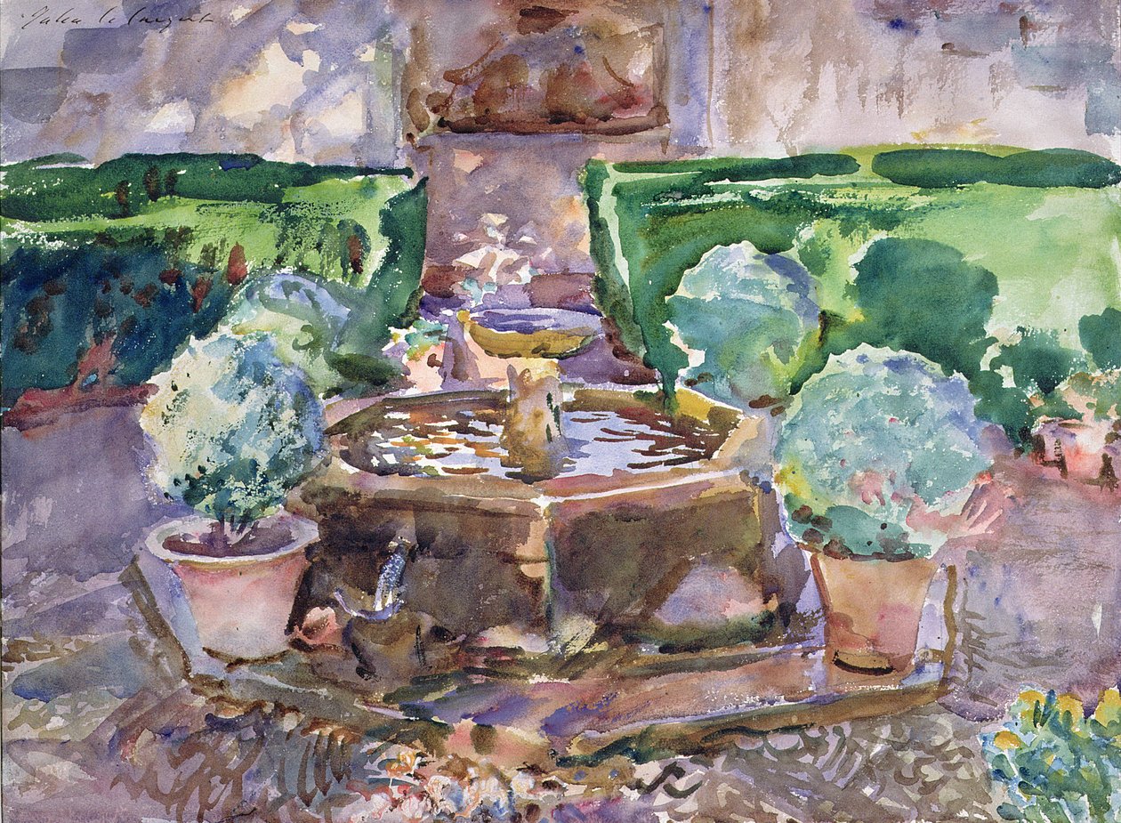 Fontanny w Generalife, Granada (akwarela na papierze) autorstwa John Singer Sargent