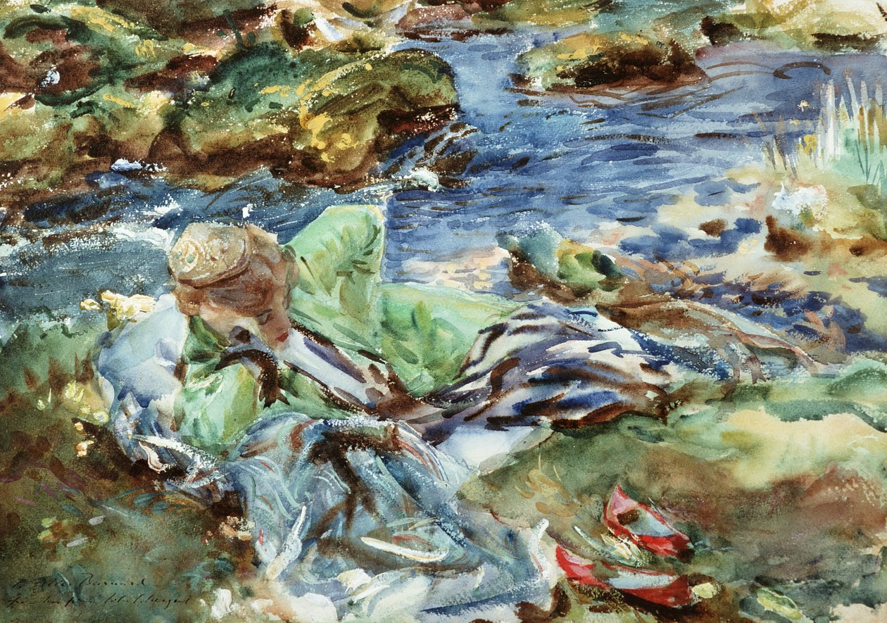 Turecka kobieta nad strumieniem autorstwa John Singer Sargent