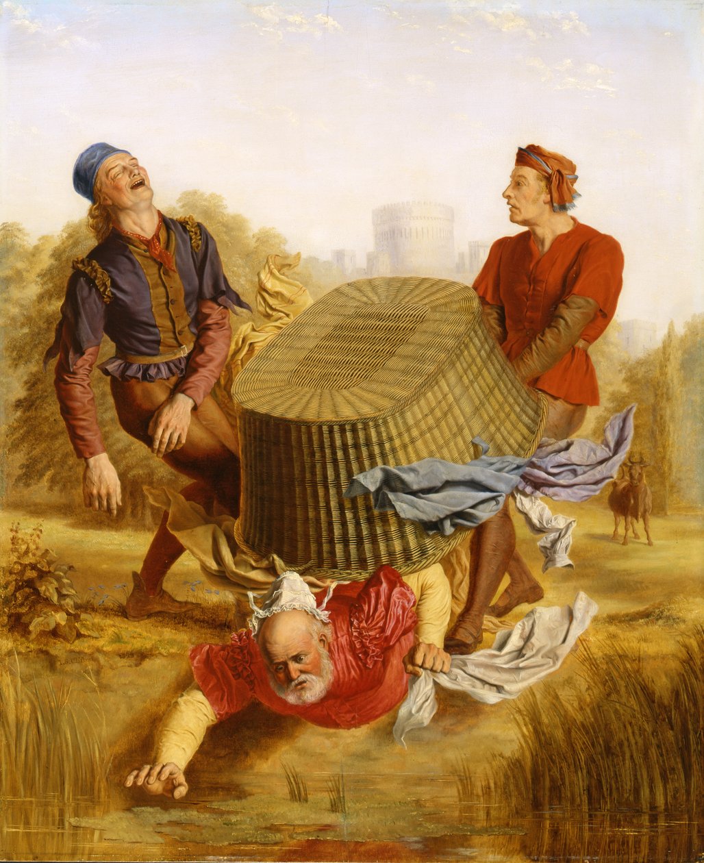 Уильям Шекспир (1564-1616) "Виндзорын хөгжилтэй эхнэрүүд" киноны Датчет Мид дээр Бак угаах нь (III үйлдэл, v үзэгдэл) 1849 оны улс autorstwa John Skinner Clifton