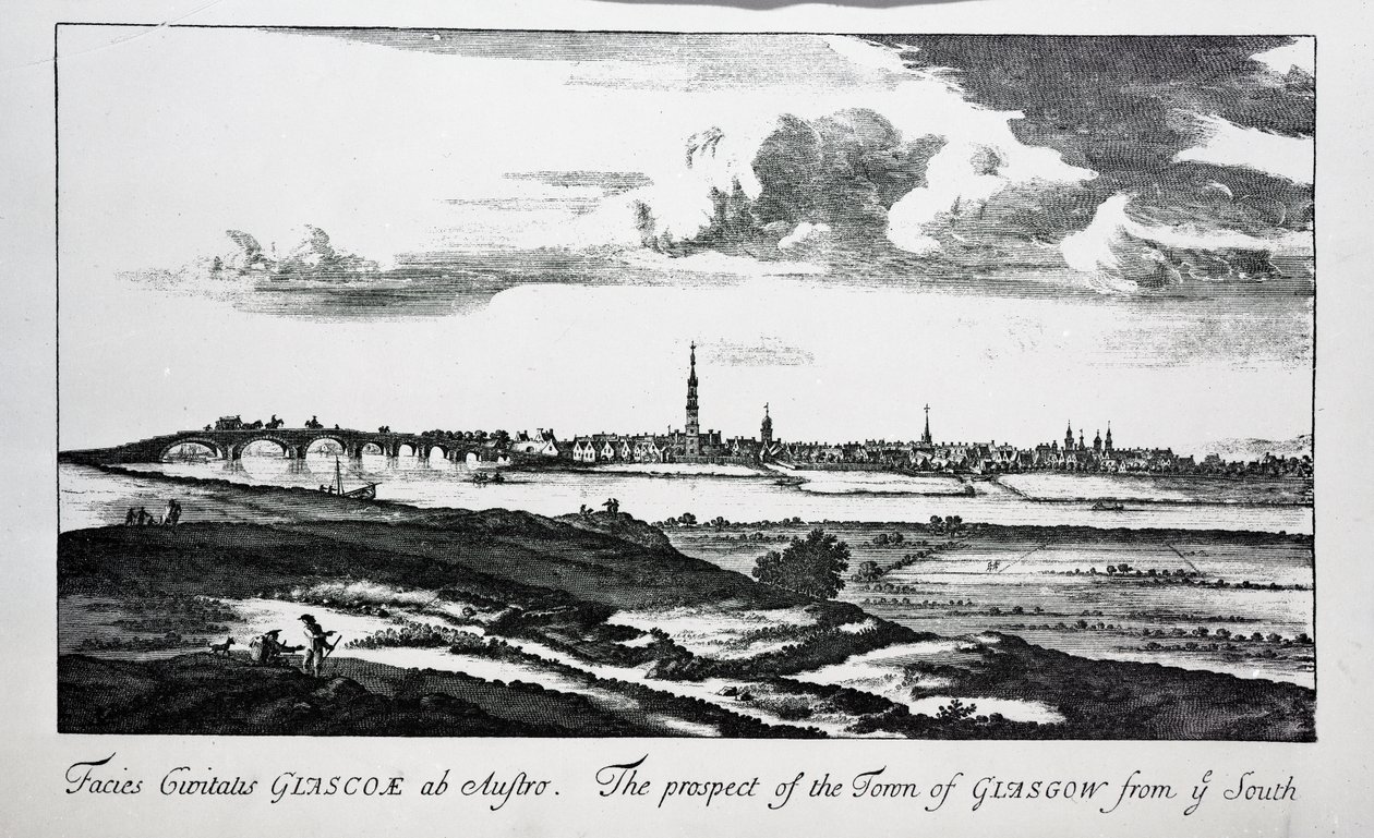 Perspektywa miasta Glasgow z południa, z „Theatrum Scotiae” Johna Slezera, 1693 autorstwa John Slezer