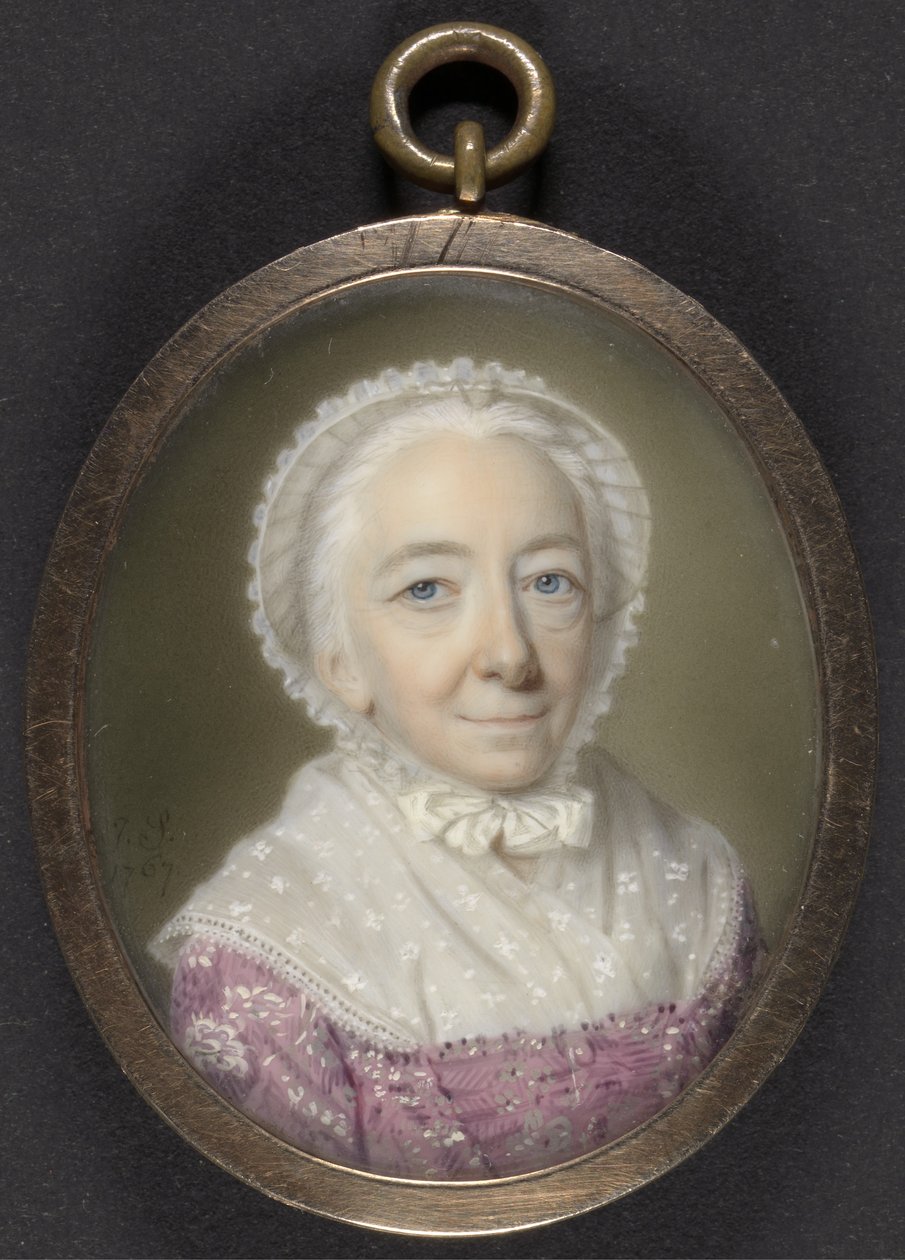 Portret starszej pani, 1767 (kolor i wc na kości słoniowej) autorstwa John Smart