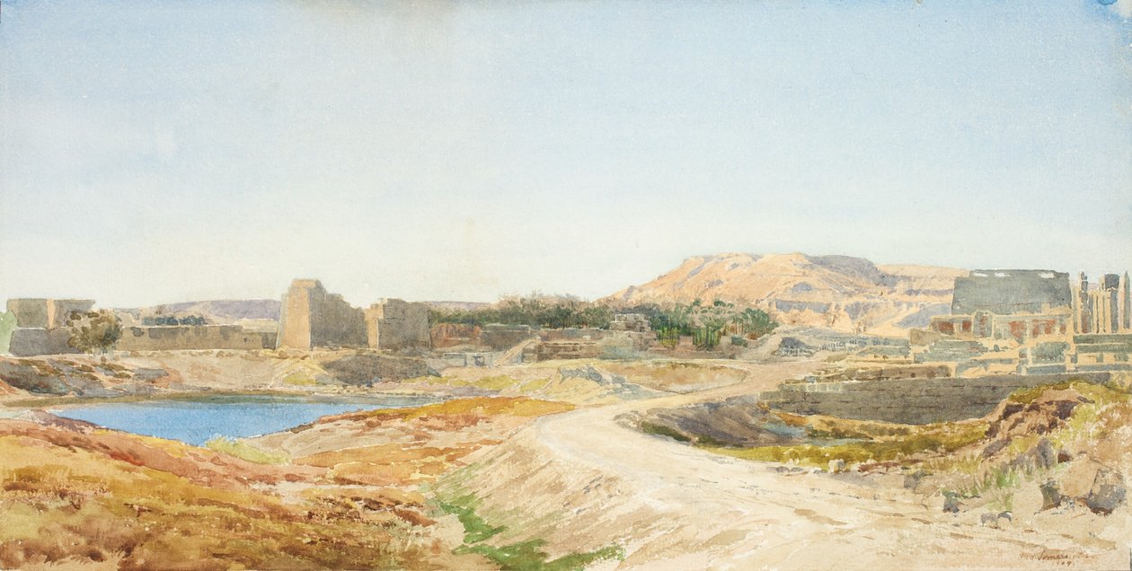 Święte Jezioro i Ruiny Świątyni w Karnaku, ok. 1907-10 autorstwa John Somerscales