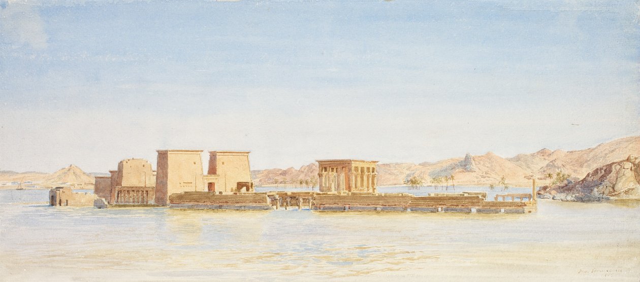 Świątynia Izydy na wyspie Philae, ok. 1907-10 autorstwa John Somerscales