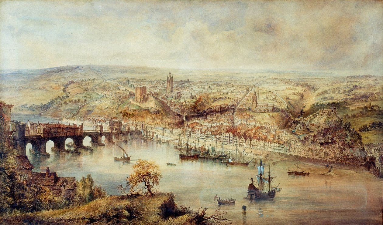 Newcastle upon Tyne za panowania królowej Elżbiety (wc na pokładzie) autorstwa John Storey